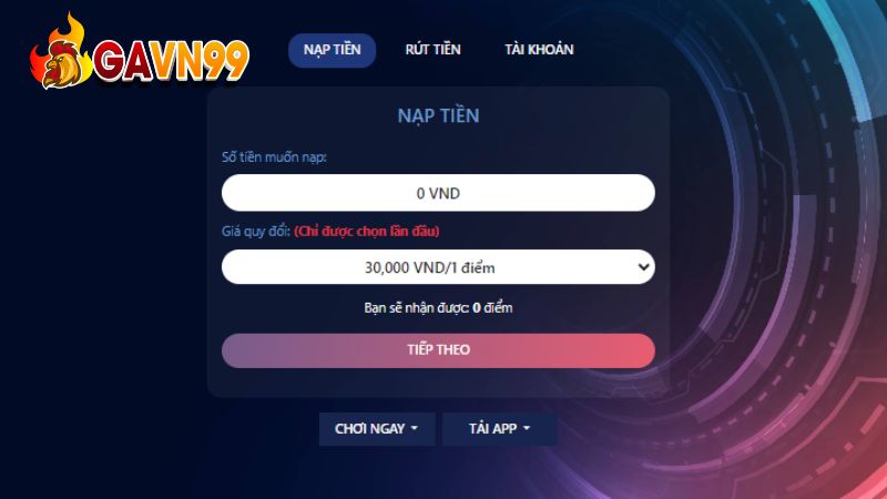 Thao tác nạp tiền tại nhà cái GAVN99 để bạn hiểu rõ hơn